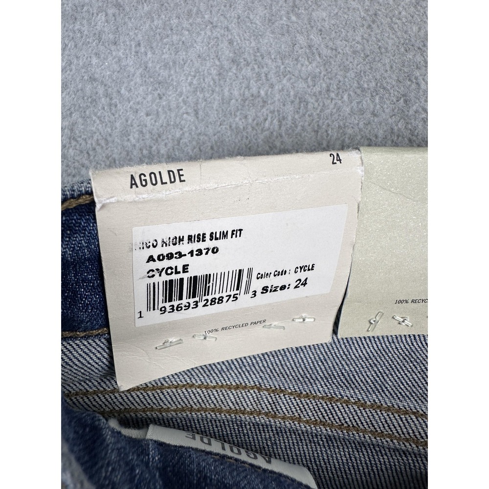 AGOLDE Nico Jeans Womens 24 Blue Medium Wash High Rise Skinny Button Fly NWT - Picture 2 of 13